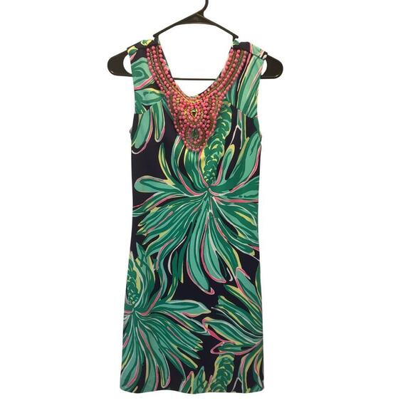 Lilly Pulitzer Dresses & Skirts - Lilly Pulitzer Bristol Green/Pink Ebellished Dress Size XS EUC